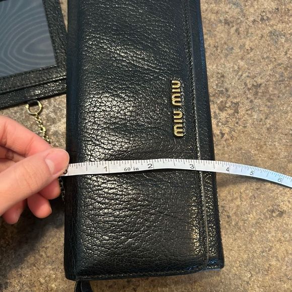 2in1 Miu Miu Long Snap Wallet Leather Black with original box - Picture 10 of 15